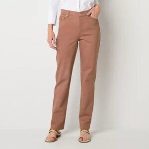 Gloria Vanderbilt Amanda Ultralight Straight-Leg Jeans - Cocoa Tan - Size 4 NWT